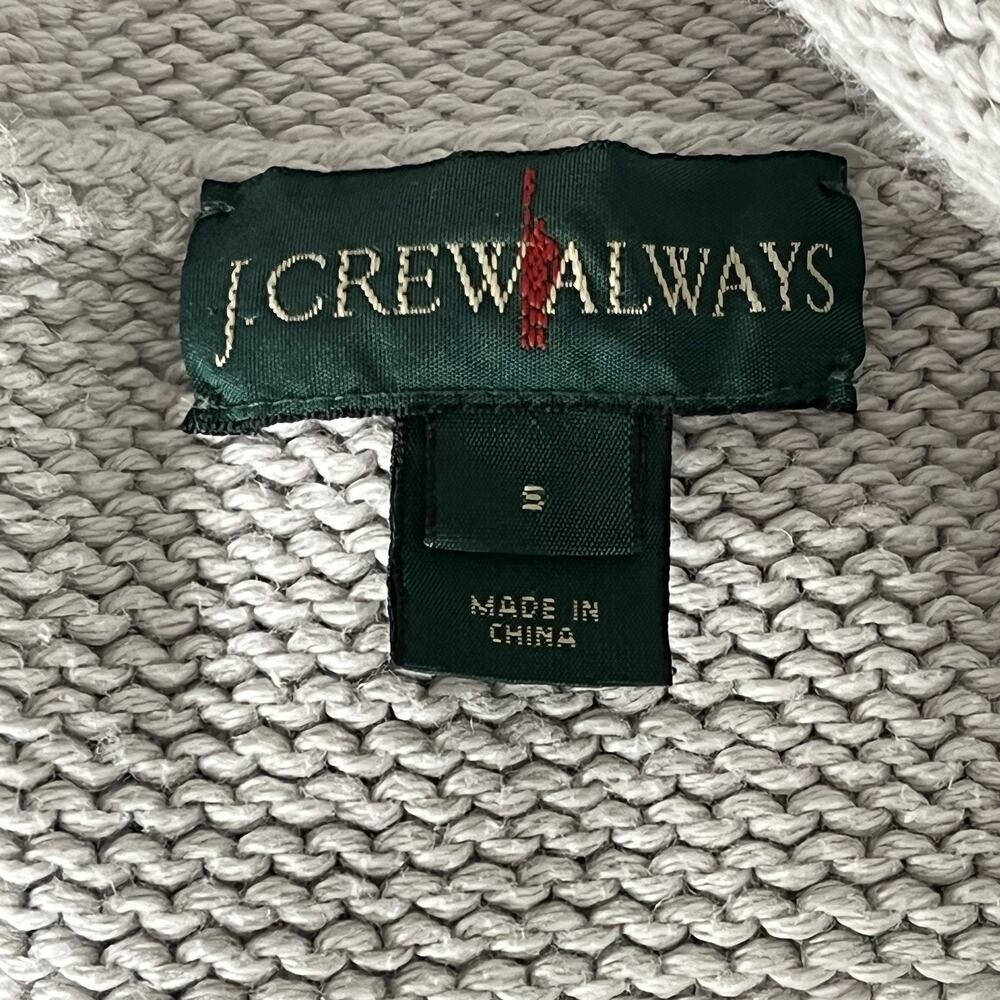 Vintage J. Crew Always Sweater Size S Roll Neck 100% Cotton Gray White Stripe - Picture 7 of 8
